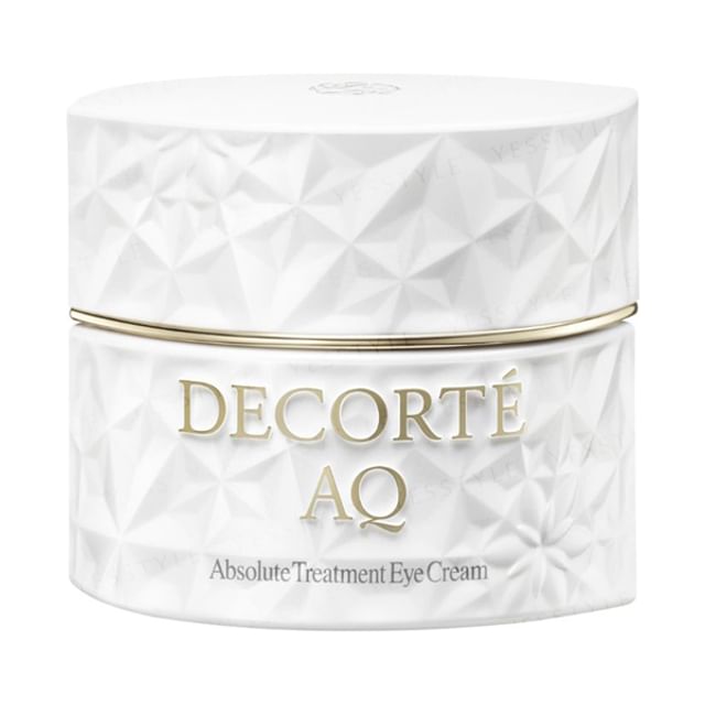 Kose DECORTE AQ Absolute Treatment Eye Cream - close up showing the luxurious texture and packaging.