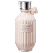 Kose DECORTE Kimono Urara Perfumed Body Lotion bottle displayed against a soft, elegant background showcasing its luxurious texture and fragrance notes.