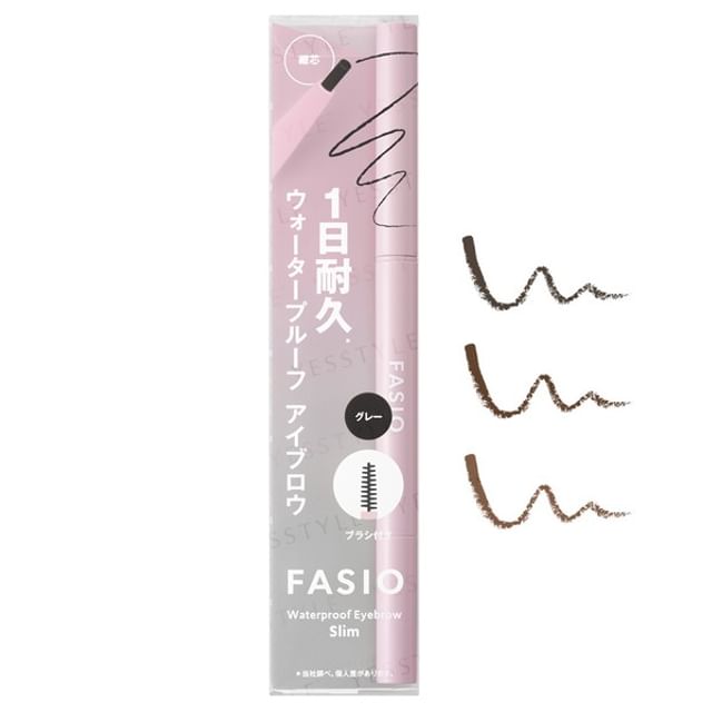 Kose Fasio Waterproof Fine Core Eyebrow Pencil - Close-up showing precise application and natural-looking results.