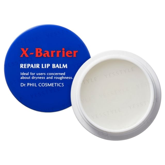 Kose Dr. PHIL Cosmetics X-Barrier Repair Lip Balm - close-up showing smooth, hydrated lips.