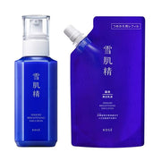 Kose Sekkisei Brightening Emulsion bottle on a white background, showcasing its smooth texture and elegant packaging.