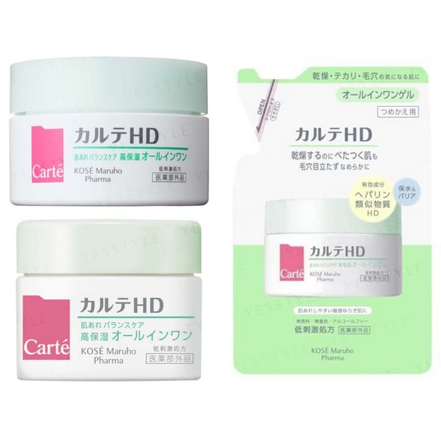 Kose Carte HD Balance Care Gel: All-in-one moisturizing gel for sensitive skin.