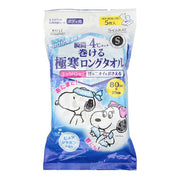 Kose Peanuts Snoopy S Carat Cooling Long Towel featuring Snoopy design, providing instant cooling relief.