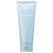 Kose INFINITY Morning Renew Wash bottle and foamy lather, showcasing its luxurious texture.