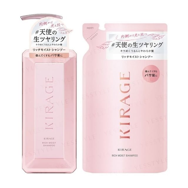 Kose Kirage Rich Moist Hair Shampoo bottle, showcasing its moisturizing and restorative benefits for dry and damaged hair.