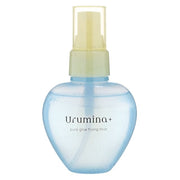 Kose Urumina+ Pure Glow Fixing Mist bottle displayed on a clean surface, showcasing its sleek packaging and highlighting the radiant glow it provides.