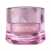 Kose Lecheri Wrinkle Repair Night Cream - Close-up of the jar showcasing its rich texture and anti-aging benefits.