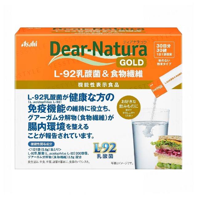 Asahi Dear-Natura Gold L-92 Lactobacillus & Dietary Fiber Supplement Packaging