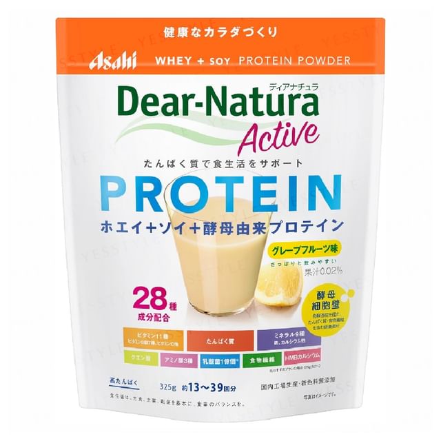 Asahi Dear-Natura Active Whey + Soy Protein Powder - Delicious shake for muscle recovery and growth.
