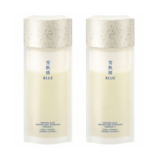 Kose Sekkisei Blue Instant Deep Hydration Essence bottle showcasing its hydrating and radiance-boosting properties.
