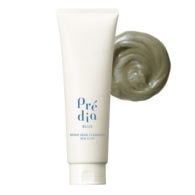 Kose Predia Blue Repair Head Cleansing Sea Clay jar and product texture.