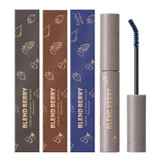 Kose Blend Berry Cheer Me Curl & Keep Mascara Waterproof - close up of wand and before/after lash transformation
