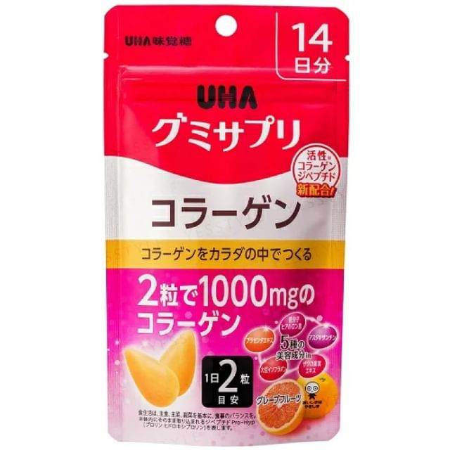 UHA Mikakuto Collagen Grapefruit Gummies - Delicious and convenient collagen supplement for healthy skin.