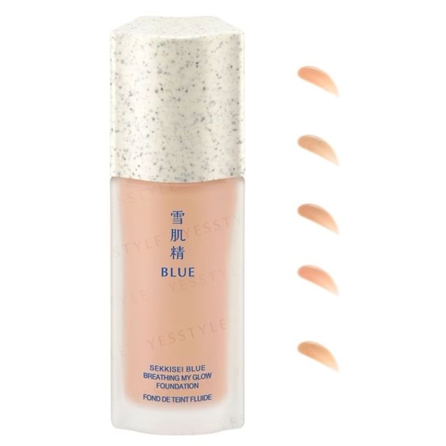 Kose Sekkisei Blue Breathing My Glow Foundation - Product Shot with Radiant Finish