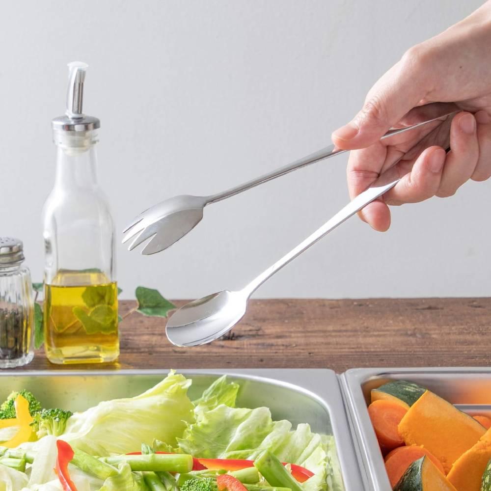Premium Japanese Stainless Steel Salad Tossing & Serving Tongs 230mm