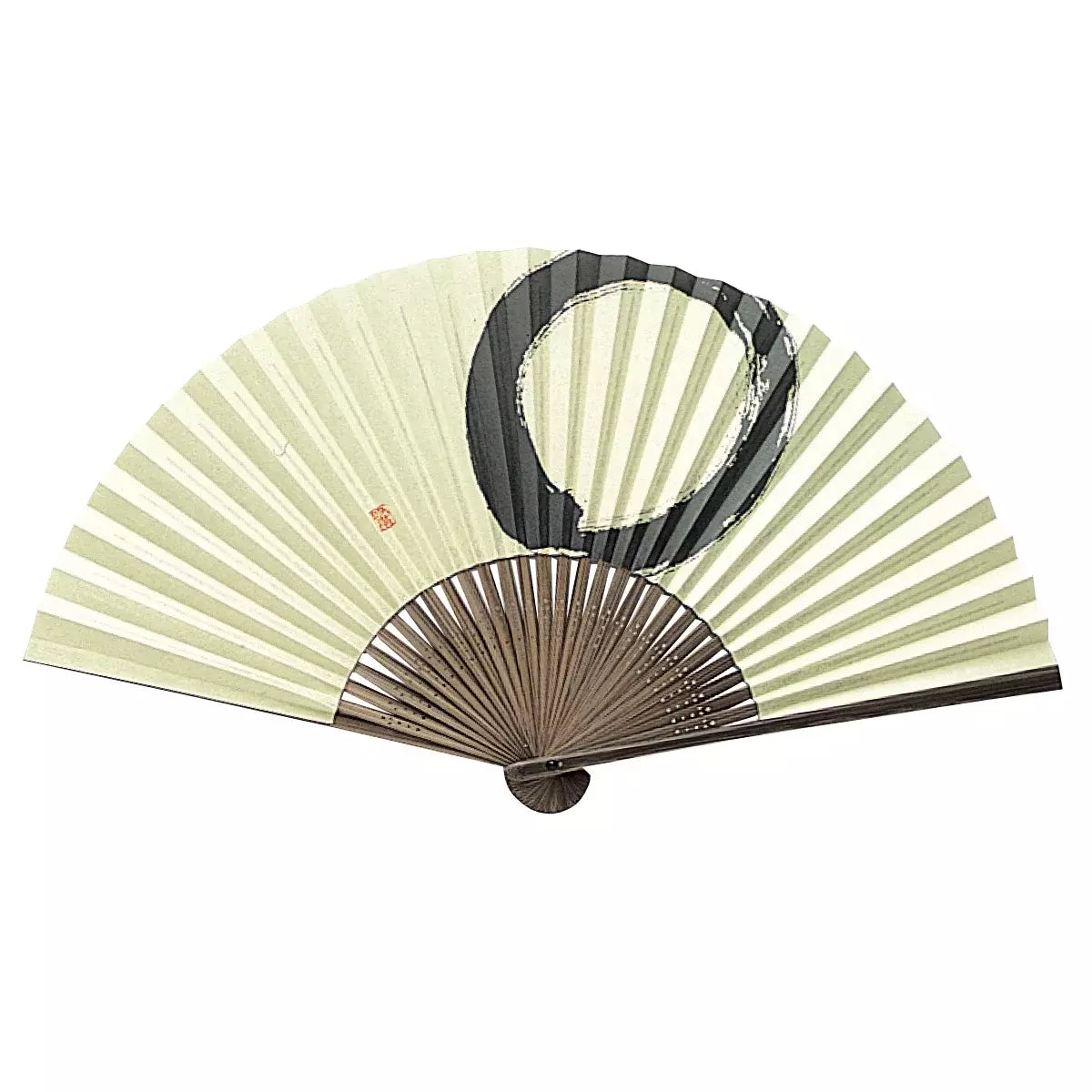 Yamani Enso Zen Circle Handheld Folding Fan 22.5 cm Japanese Bamboo Paper Sensu