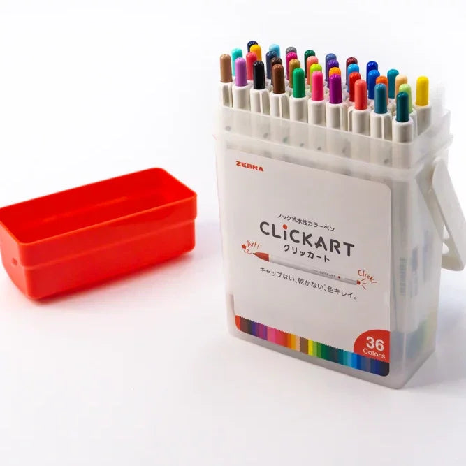 Zebra Clickart Water-Based Bullet Tip Retractable Marker Set 36 Colors
