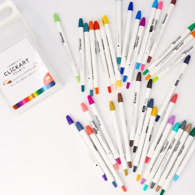 Zebra Clickart Water-Based Bullet Tip Retractable Marker Set 36 Colors