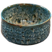 Handcrafted Hasami Rustic Yohen Matcha Tea Bowl with unique earthy spotted pattern and traditional wooden gift box