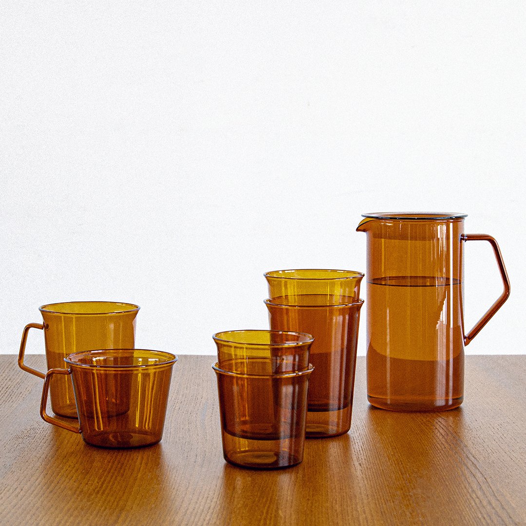 KINTO CAST AMBER Glass 350 mL, Amber Heat-Resistant Glass 350 mL for water or cold drinks, Rated for Hot Water, Microwave and Dishwasher Safe, Made in China, 8 x 8 x 10.5 cm and 110 g, Amber