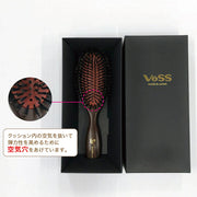 VESS SP-5000 Natural Bristle Cushion Hairbrush, Boar and Pig Bristles with 3-Way Brush Cleaner and Gift Box, Made in Japan