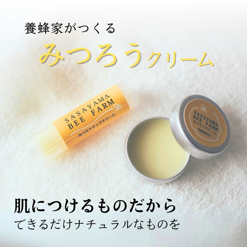 Two-Ingredient Beeswax Balm Made by a Beekeeper, Almond Oil and Japanese Beeswax, Cream Tin 10 g or Lip Stick 6 g, Made in Japan