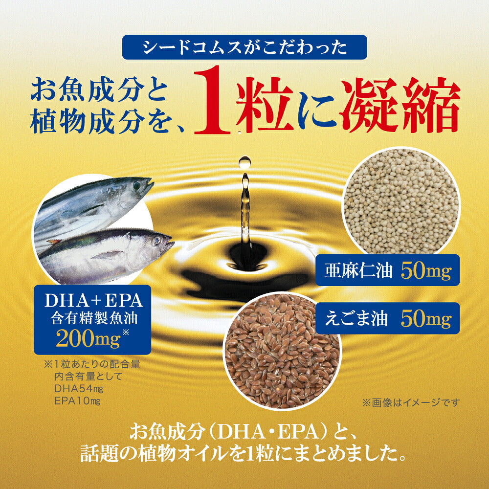 Perilla and Linseed Oil Blend with DHA and EPA Softgels, One Softgel a Day, 90 Softgels for About 3 Months, Made in Japan