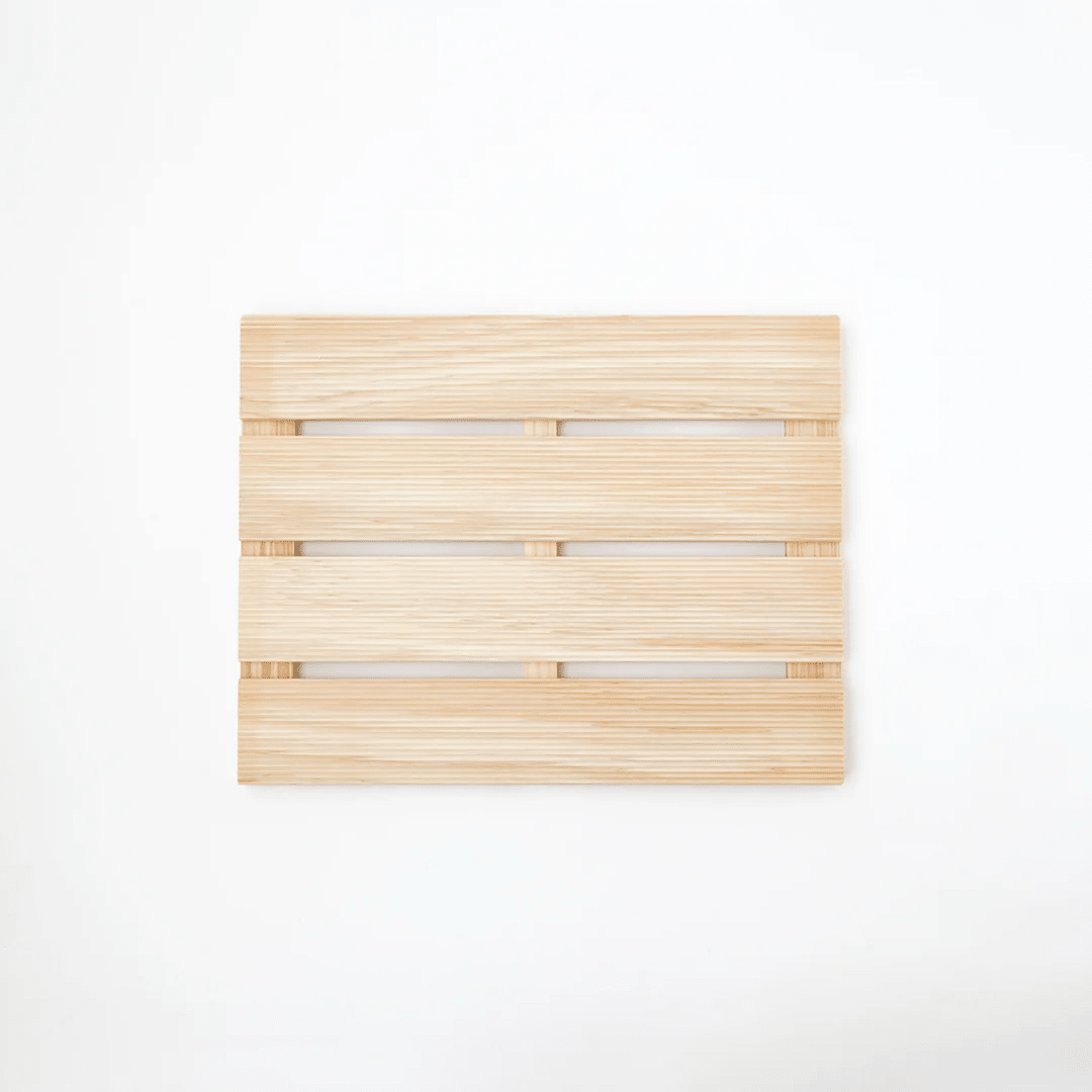 Tosaryu Shimanto Hinoki Bath Mat - Natural Japanese Cypress, Antibacterial, Quick-Dry Slatted Design, 35 x 45 cm