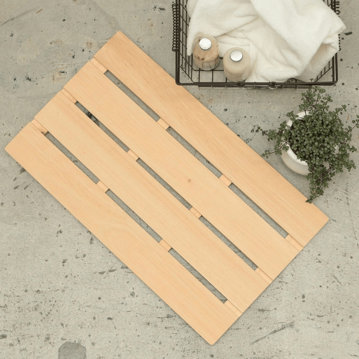 Tosaryu Aroma Bath Mat - Shimanto Hinoki Japanese Cypress, Phytoncide Antibacterial, Wave-Ridged Surface, 3 Sizes