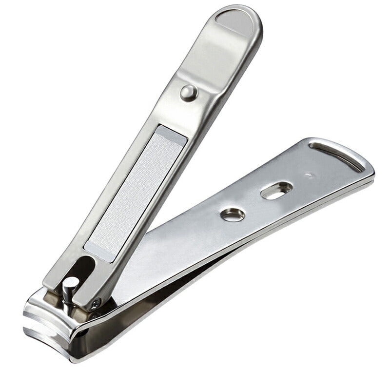 Stainless Steel Nail Clipper, Large, with Fine Built-In File, Two-Pass Honed Blade for Thick Nails, Hands and Feet, Made in Japan