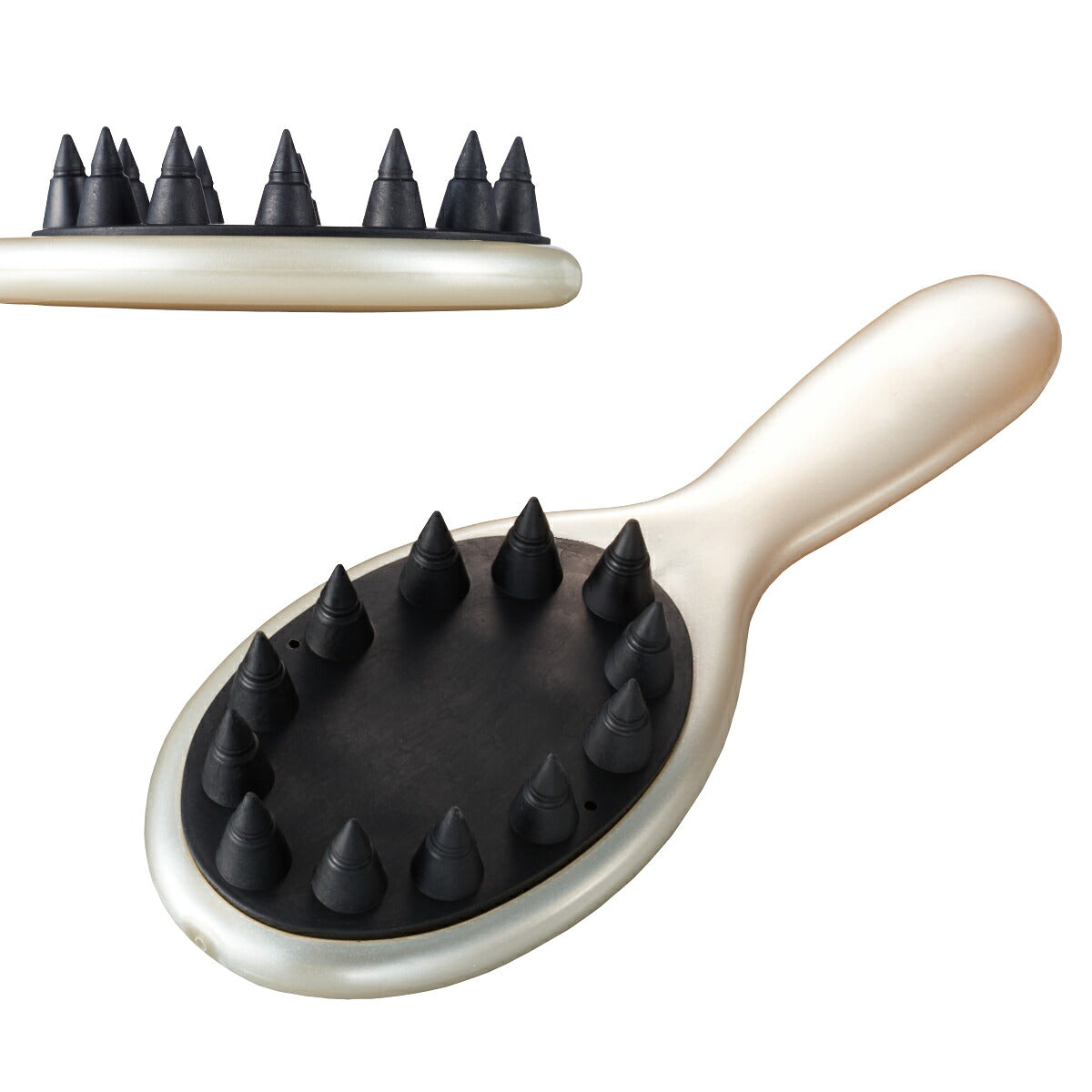 VESS HC-900 Head Cassa Brush, Scalp Massage Brush with 12 Cone Studs and Far-Infrared Mineral Ore, For Shampoo or Dry Use, Pearl White, Made in Japan