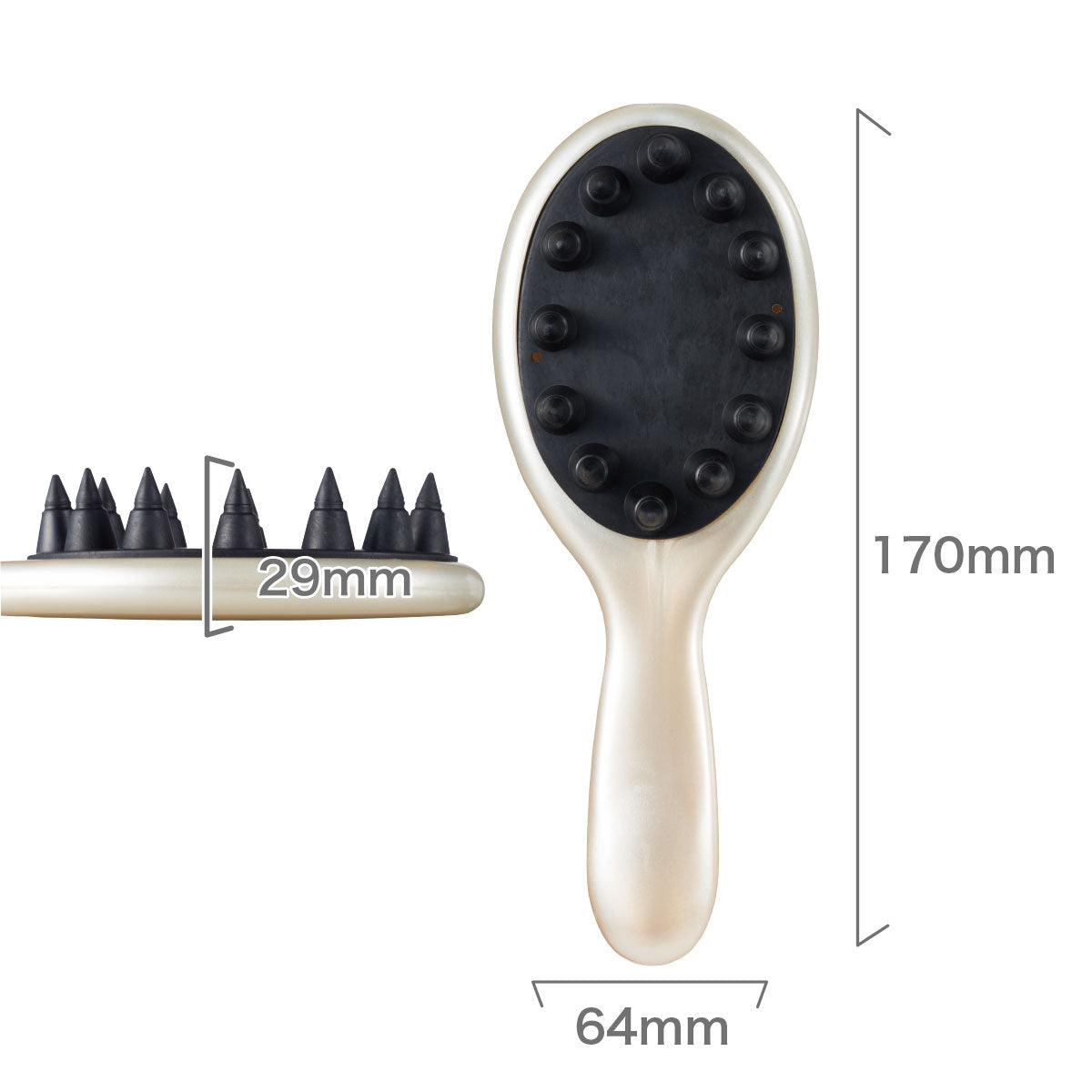 VESS HC-900 Head Cassa Brush, Scalp Massage Brush with 12 Cone Studs and Far-Infrared Mineral Ore, For Shampoo or Dry Use, Pearl White, Made in Japan