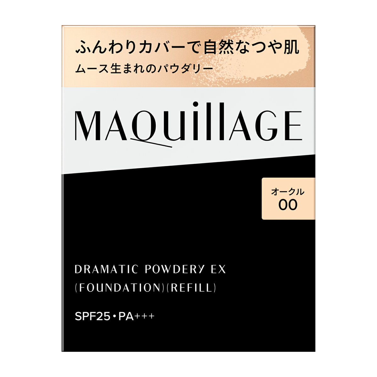 Maquillage Dramatic Powdery EX Foundation SPF25 PA+++ — Mousse-Made Powder Refill With Sponge, 9.3g, 8 Shades
