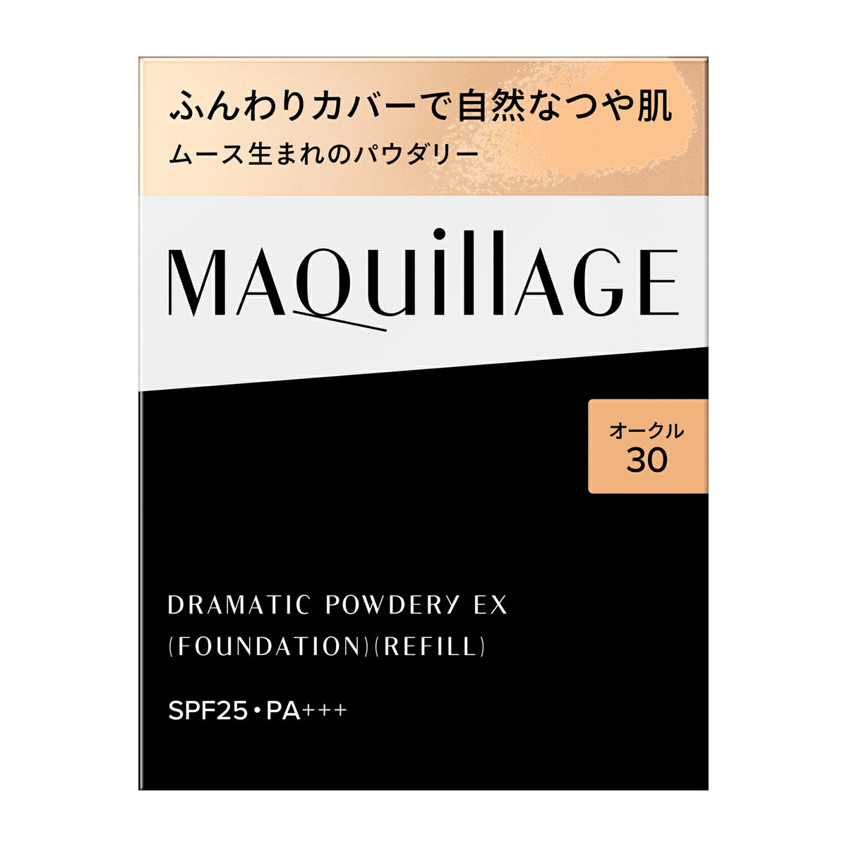 Maquillage Dramatic Powdery EX Foundation SPF25 PA+++ — Mousse-Made Powder Refill With Sponge, 9.3g, 8 Shades