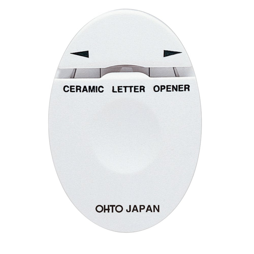 OHTO white ceramic letter opener — concealed blade slot