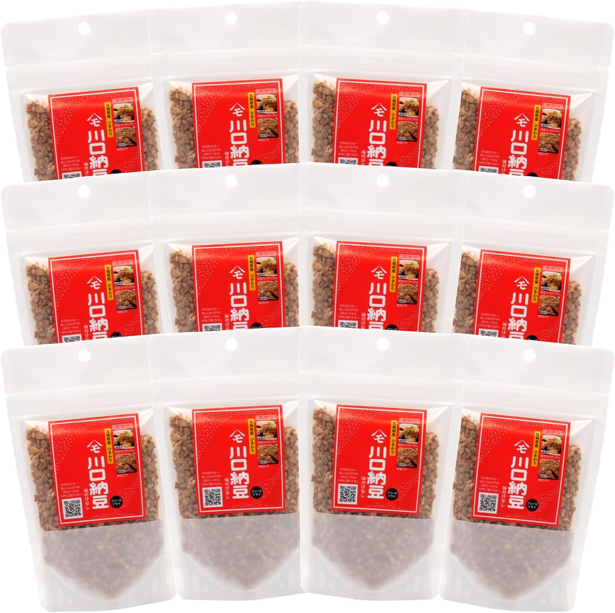 Twelve separate 65g pouches
