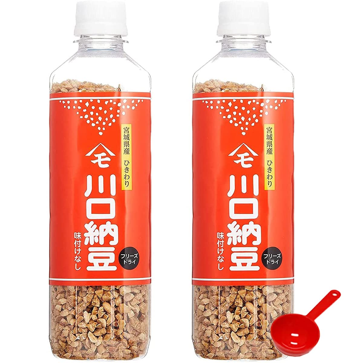 Two180g jars of chopped natto with one measuring spoon