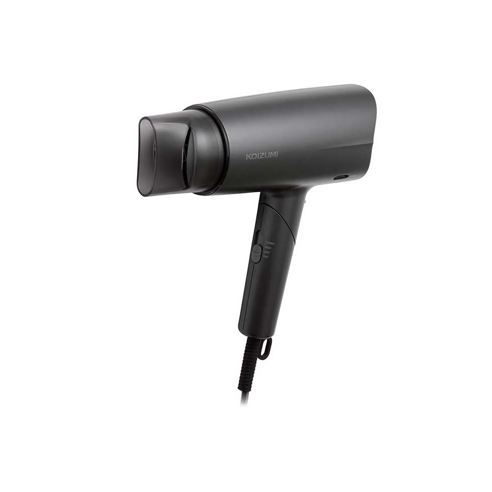 Koizumi KHD-9240 Four-Ion Hair Dryer with Scalp Mode, 1200 W with 2.0 Cubic Metres per Minute Airflow, Folding Handle, Flex Nozzle and Cool Switch, AC 100 V Only, Grey or Pink