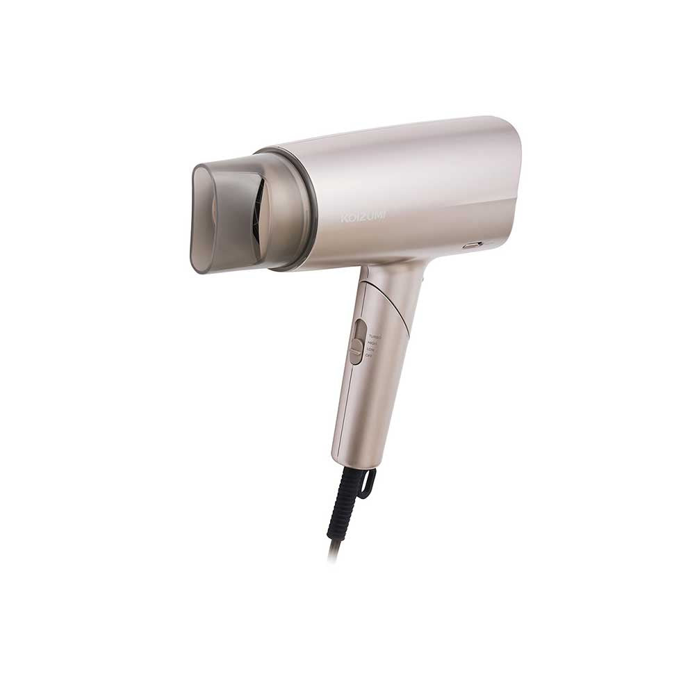 Koizumi KHD-9240 Four-Ion Hair Dryer with Scalp Mode, 1200 W with 2.0 Cubic Metres per Minute Airflow, Folding Handle, Flex Nozzle and Cool Switch, AC 100 V Only, Grey or Pink