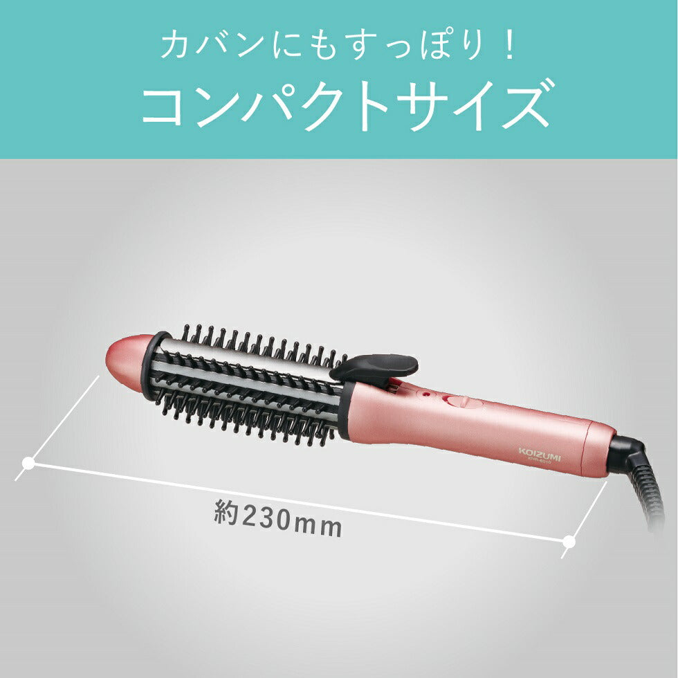 Koizumi KHR-6010 and KHR-6110 Bob Style Curl Brush Iron, Heated Brush with Ceramic-Coated Pipe in 25 mm or 32 mm, Easy Clip, up to 200 C, AC 100-240 V, Pink