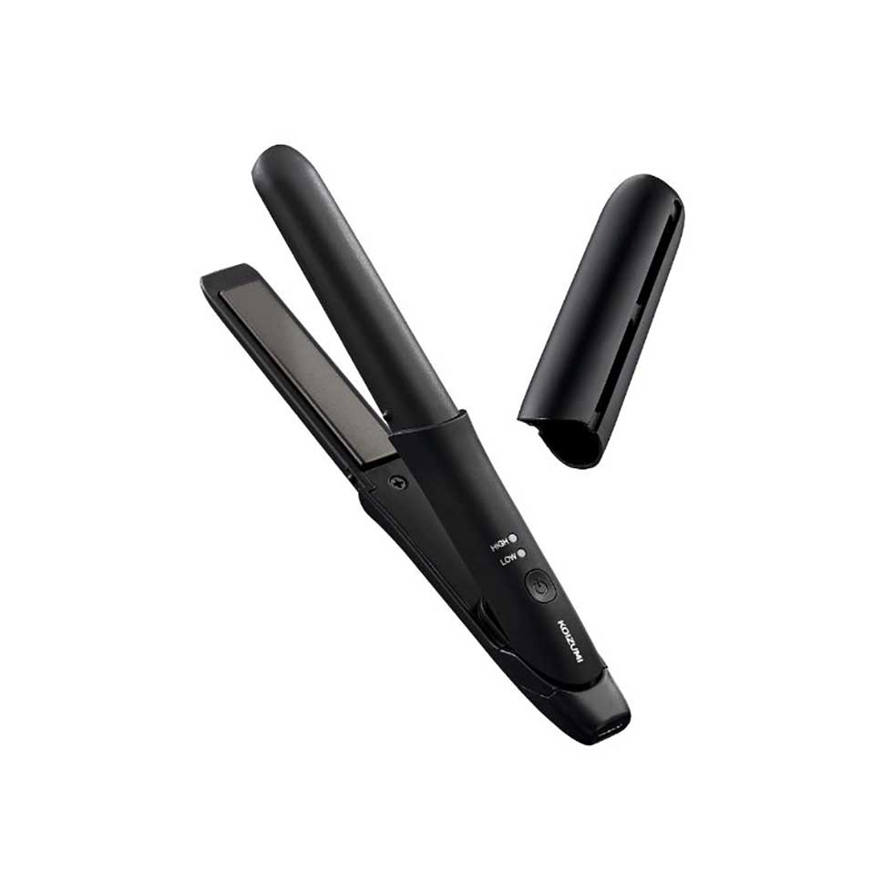 Koizumi KHS-8560 Mobile Mini Straightener, USB Type-C Powered Hair Iron with Cap, 12 mm Plates, 150 and 190 C, 46 g, White or Black