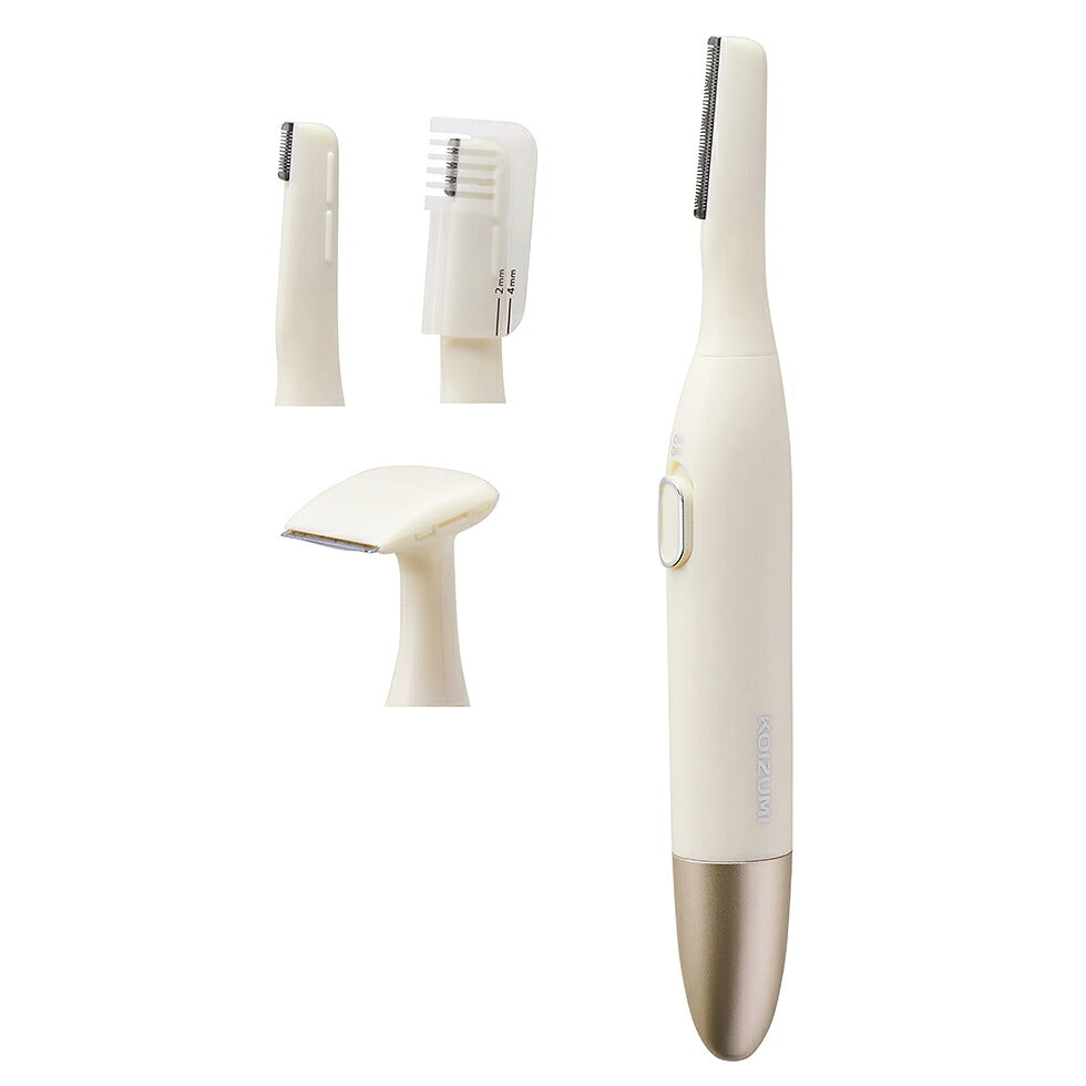Koizumi KLC-0750 Ladies Shaver, Battery-Powered Face, Brow and Body Shaver with Washable Attachments and Cap, AAA Battery Not Included, Pink or Gold