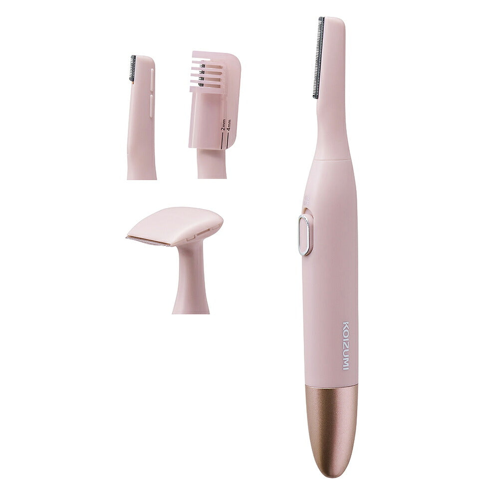 Koizumi KLC-0750 Ladies Shaver, Battery-Powered Face, Brow and Body Shaver with Washable Attachments and Cap, AAA Battery Not Included, Pink or Gold