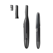 Koizumi KMC-0651 Face and Brow Shaver, Battery-Powered 2-Way Pen Shaver with Washable Attachments, Brow Comb and Cap, AAA Battery Not Included, Grey