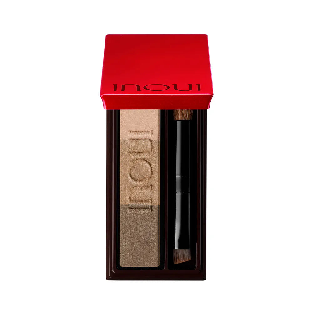 INOUI Eyebrow Palette — 3-Color Powder Eyebrow With Brushes, 3.7g, 01 Ash Gray Or 02 Ash Brown, Palette Or Refill