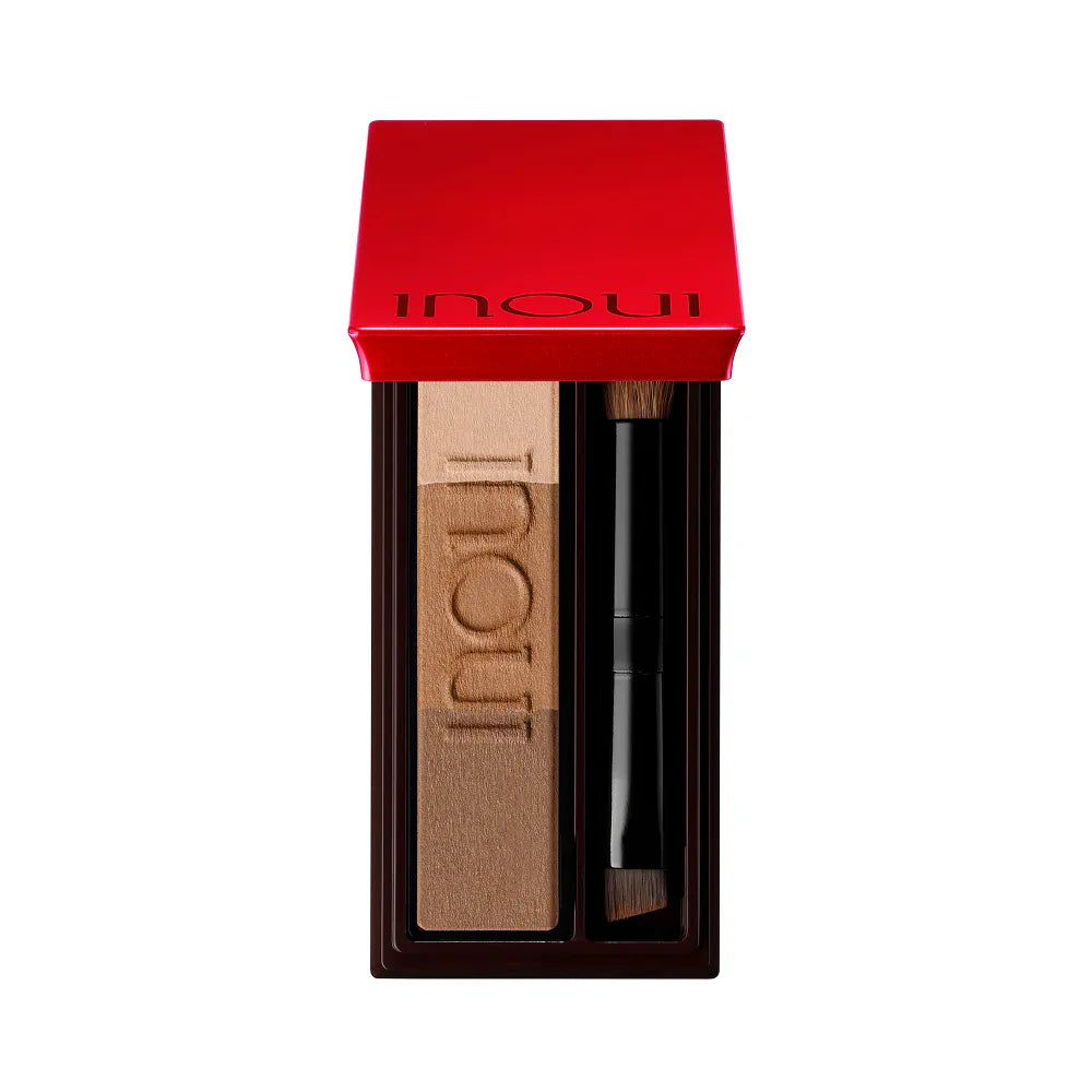 INOUI Eyebrow Palette — 3-Color Powder Eyebrow With Brushes, 3.7g, 01 Ash Gray Or 02 Ash Brown, Palette Or Refill