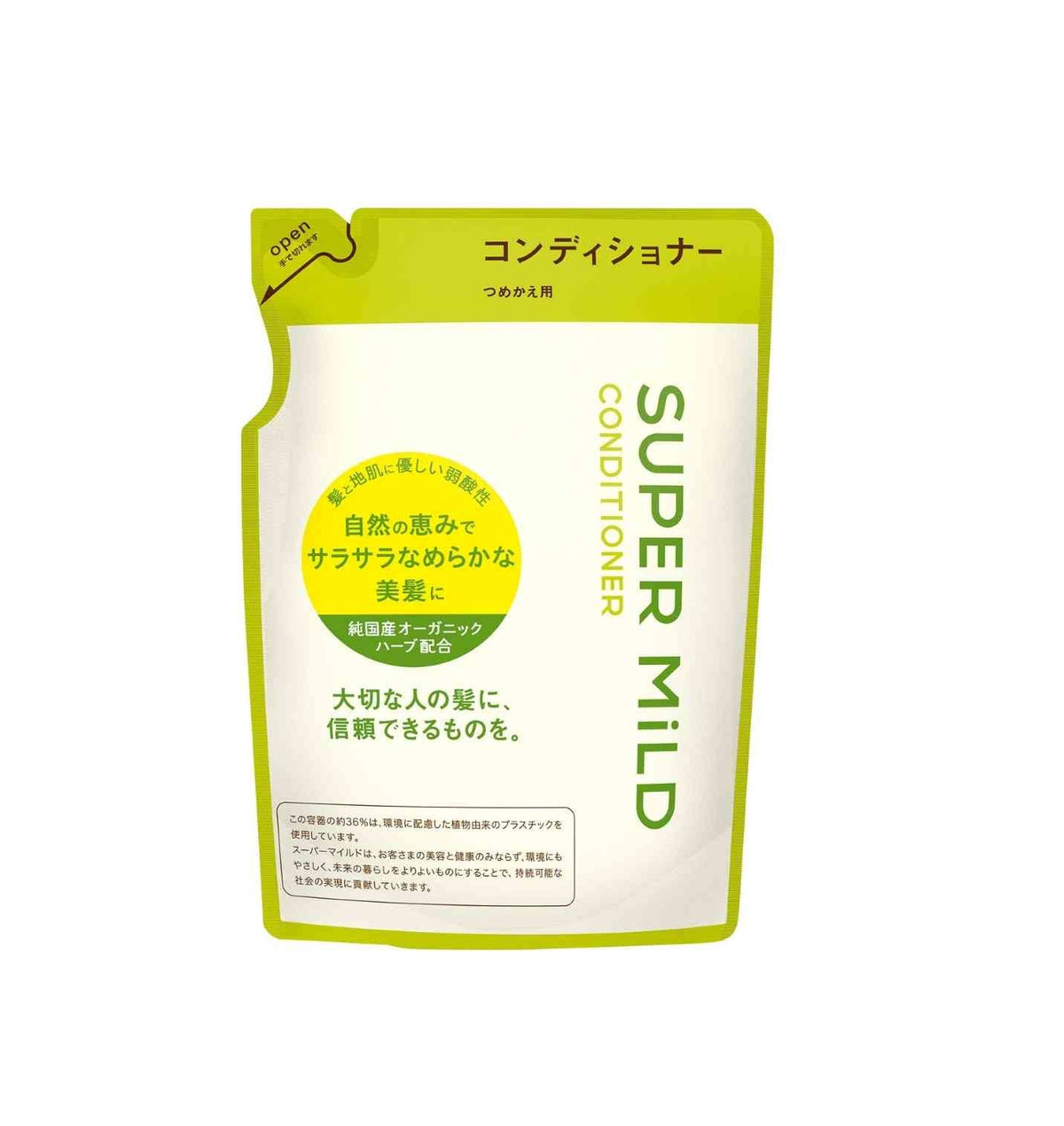 Super Mild Conditioner A Refill, Weakly Acidic Herbal Conditioner for Smooth, Silky Hair, Green Floral Scent, 400mL Refill Pouch