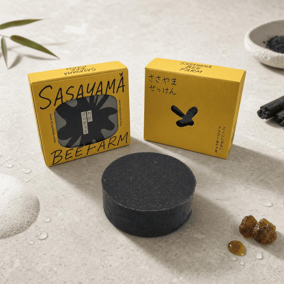 Handmade Cold-Process Soap with Own Honey, Propolis and Shea Butter, 80 g Bar for Face and Body, Honey Propolis, Pink Clay or Bamboo Charcoal, Made in Japan