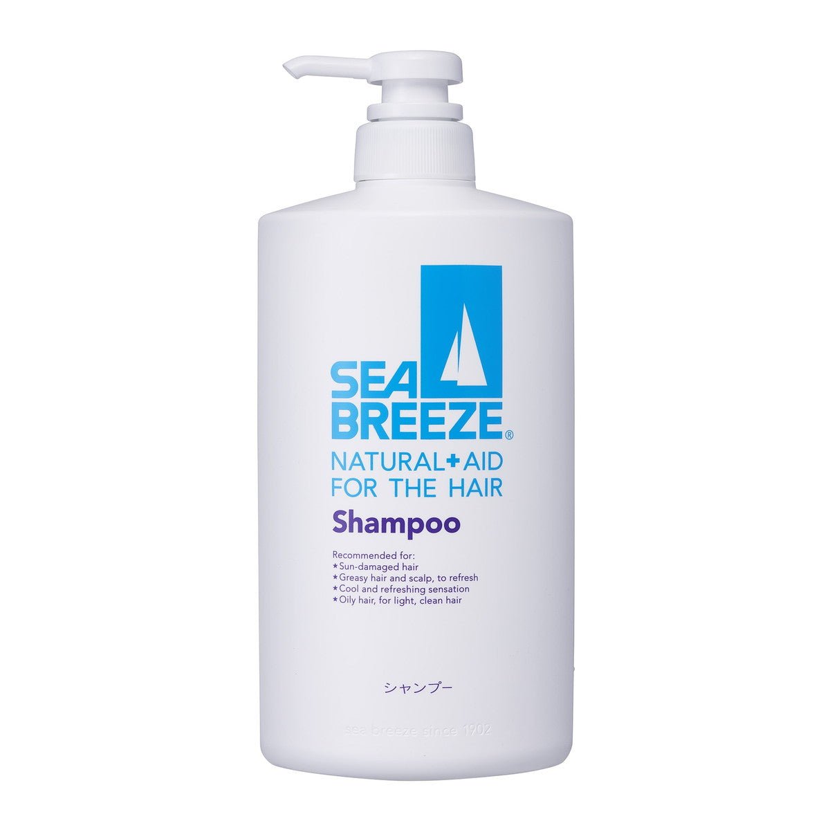 Sea Breeze Natural+Aid Shampoo, Cool Refreshing Silicone-Free Pump Shampoo, 600mL