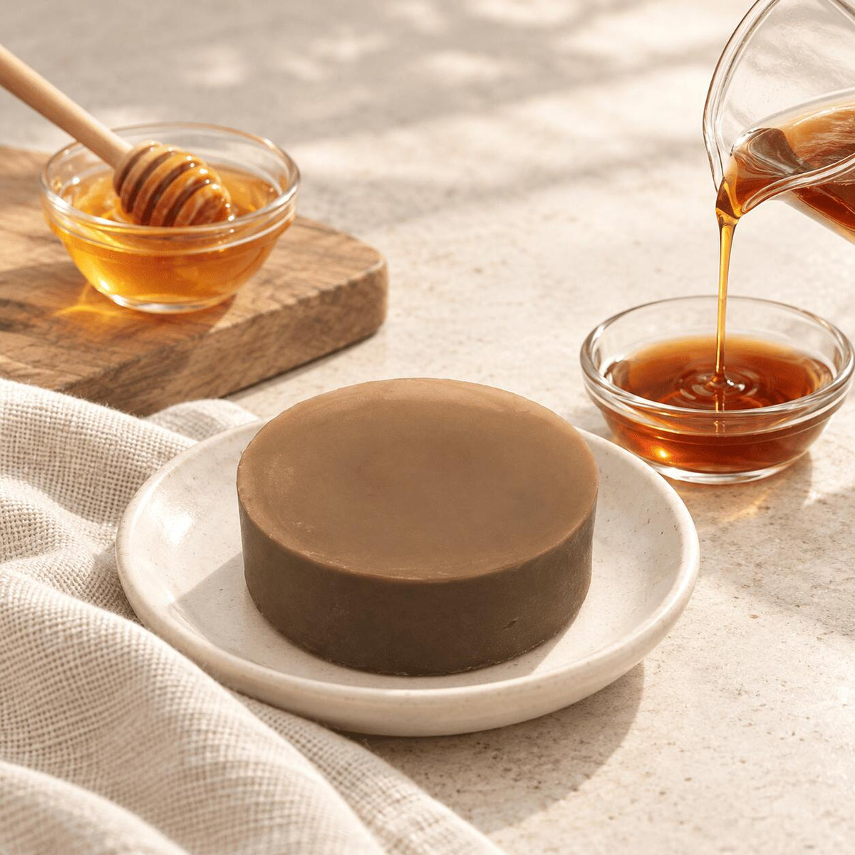 Handmade Cold-Process Soap with Own Honey and Kyoto Persimmon Tannin, Fragrance-Free Brown 80 g Bar for Face and Body, Made in Japan